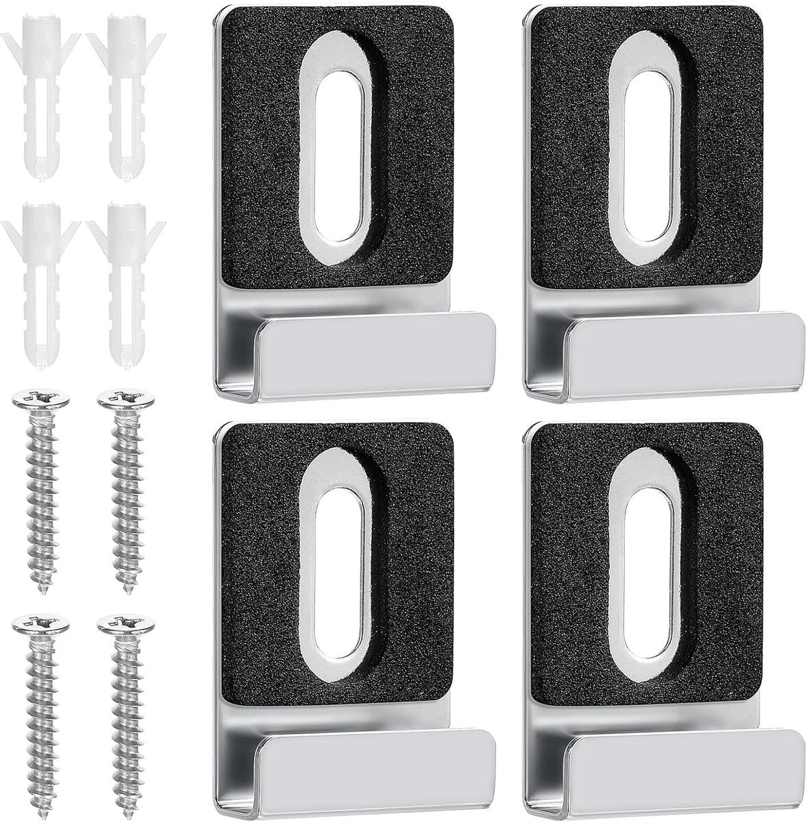 Set van 4 Spiegelaanbieders voor Wandmontage, RVS Spiegels, Bevestigingsclips met Dowel en Schroeven voor Zware Spiegels