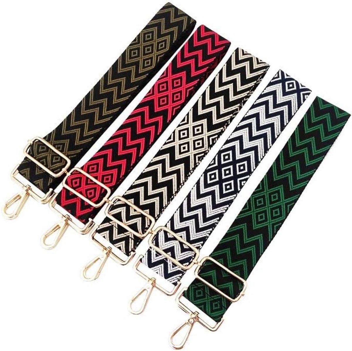 Verstelbare schouderband van 75-130 cm in boho stijl voor handtassen, DIY tasaccessoires met gouden karabijnhaak, ideaal voor vrouwen en mannen