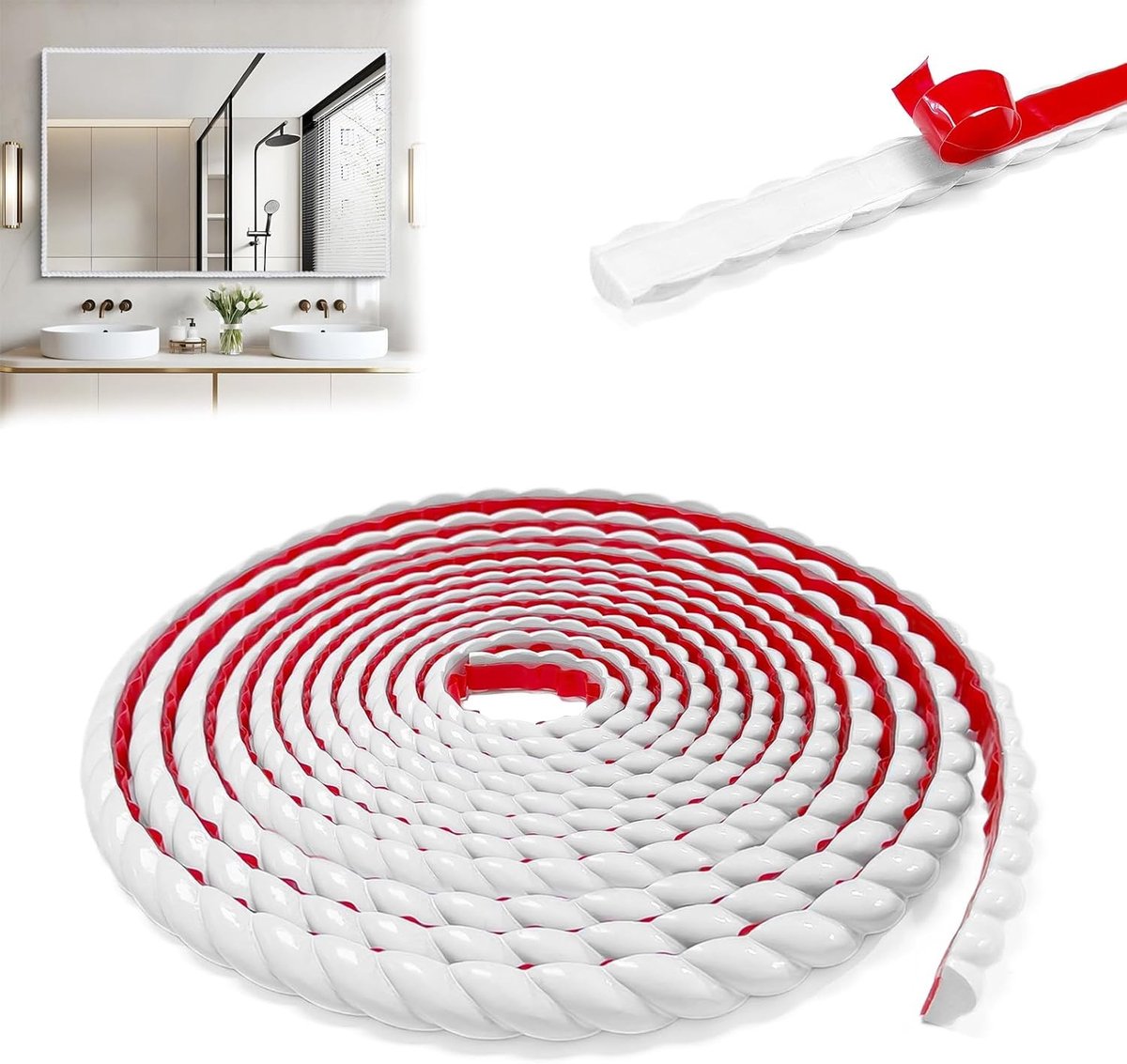 Decoratieve Flexibele Moulding van Zelfklevend PVC voor Wanden, Plafonds en Meubels - Perfect voor Spiegelranden en Deurlijsten