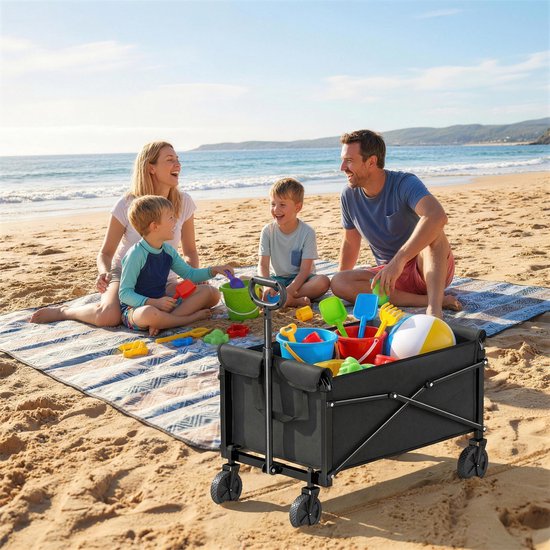 Outsunny Campingkar-Metaal, Oxford-stof-78L x 47,5B x 93H cm-Zwart van Merkloos — afbeelding 3