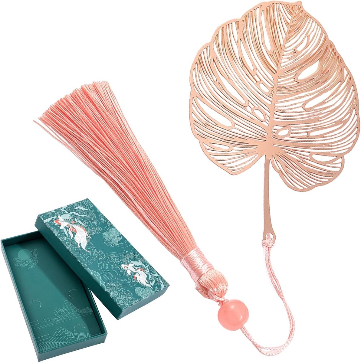 Elegante Metalen Boekenlegger met Tassel in Cadeauverpakking, Persoonlijke Boekenlegger voor Vrouwen, Moeders, Grootmoeders en Leraren, Roze Goud