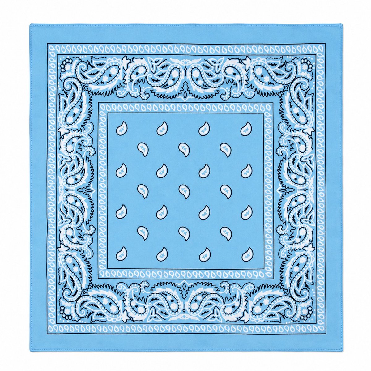 Haarsoires Bandana Zakdoek 55x55cm – Paisleyprint – Lichtblauw - Multifunctioneel Accessoire voor Haar, Festivals en Mode - One Size & Unisex