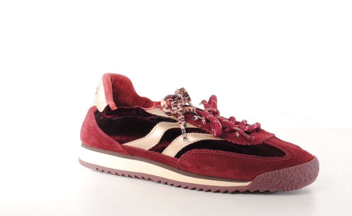 MRP dames sneaker Utah suède en velous rood en beige