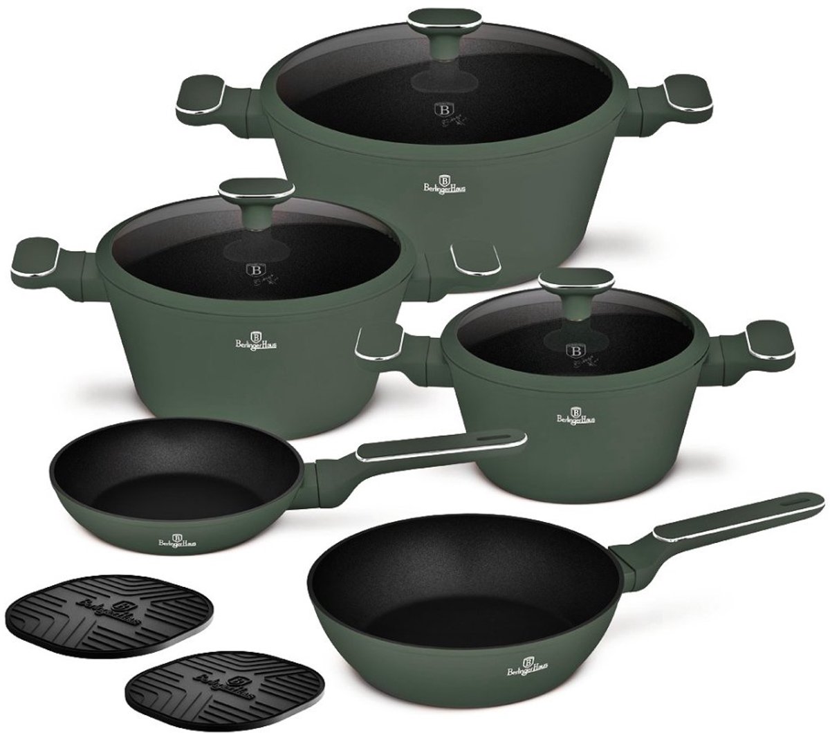 Servies set met titaniumlaag, 10-delig, Matte Green Collection