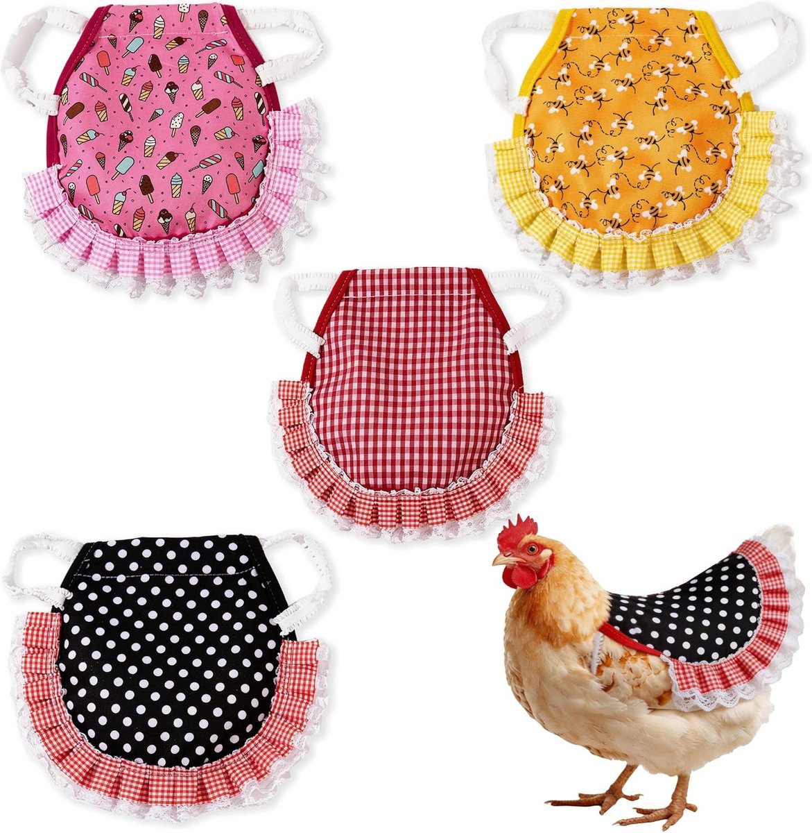 4 Stuks Kippenrugbeschermers in Meerkleurige Veiligheidsvesten voor Kleine en Middelgrote Kippen, Ideaal voor Bescherming en Comfort