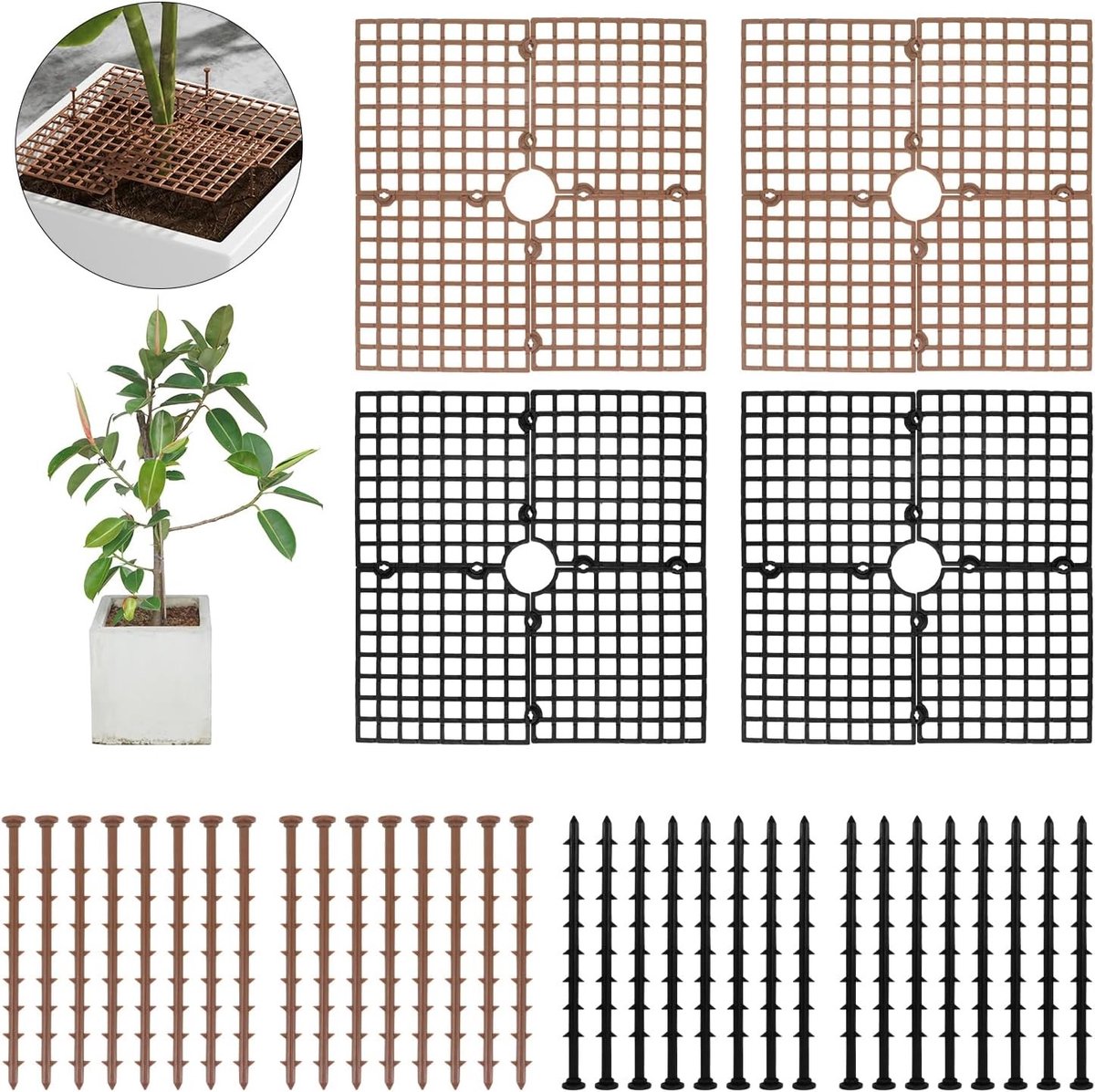 Set van 4 Snijdbare Plantpot Beschermers voor Grondbescherming, Antislip Bevestiging en Veiligheid voor Kinderen en Huisdieren