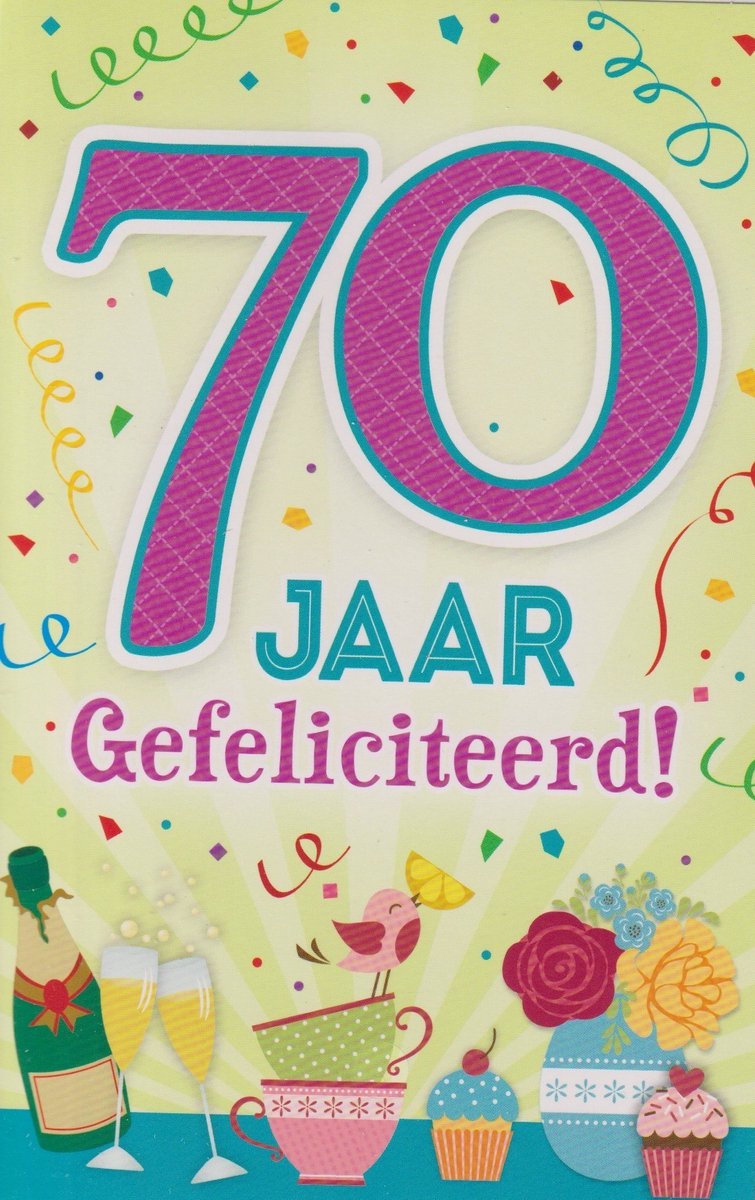 Wenskaart 70 Jaar Gefeliciteerd - Luxe verjaardagskaart - 12x17cm - Gevouwen Wenskaart inclusief envelop - Leeftijdskaart - 18136