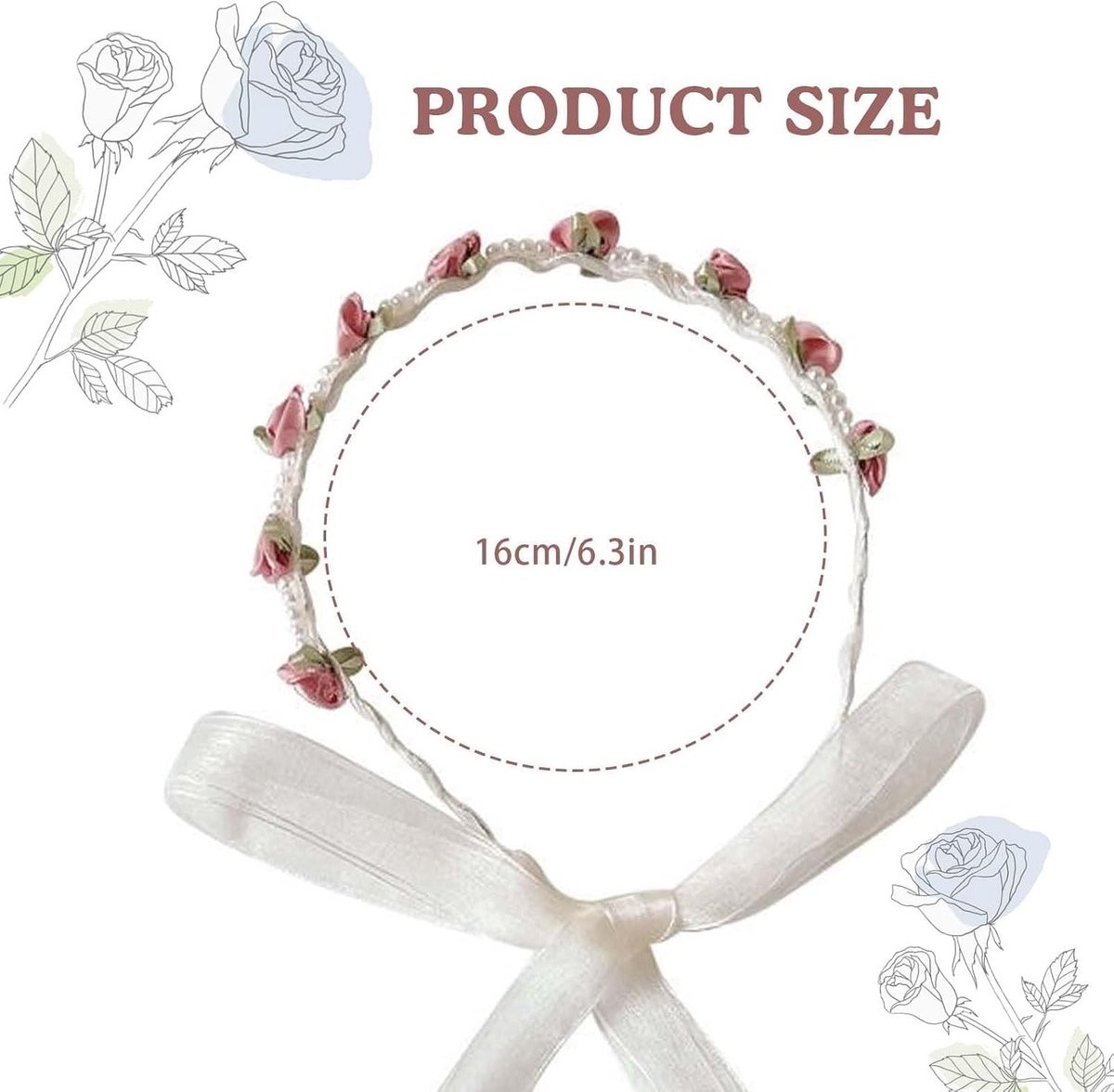 Elegante Bloemenhaarband Set met Parels - Roze en Beige - Perfect voor Feestjes, Bruiloften en Festivals