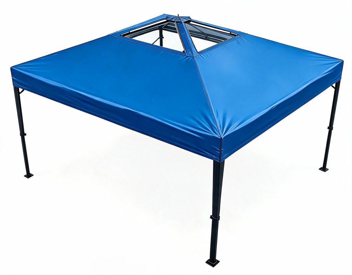 Pop-Up Partytent - 300x300x250cm - Tuinpaviljoen met Geventileerd Dak - Stevig Stalen Frame - Instant Draagbare Schuilplaats - 3 Verstelbare Hoogtes - Voor Terras Strand Camping - Blauw