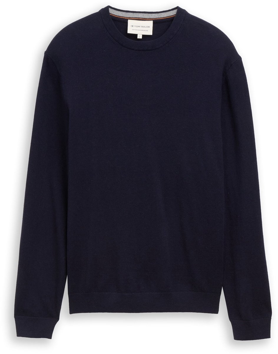 Tom Tailor - Gebreide trui met kasjmier - Maat L - Knitted Navy Melange
