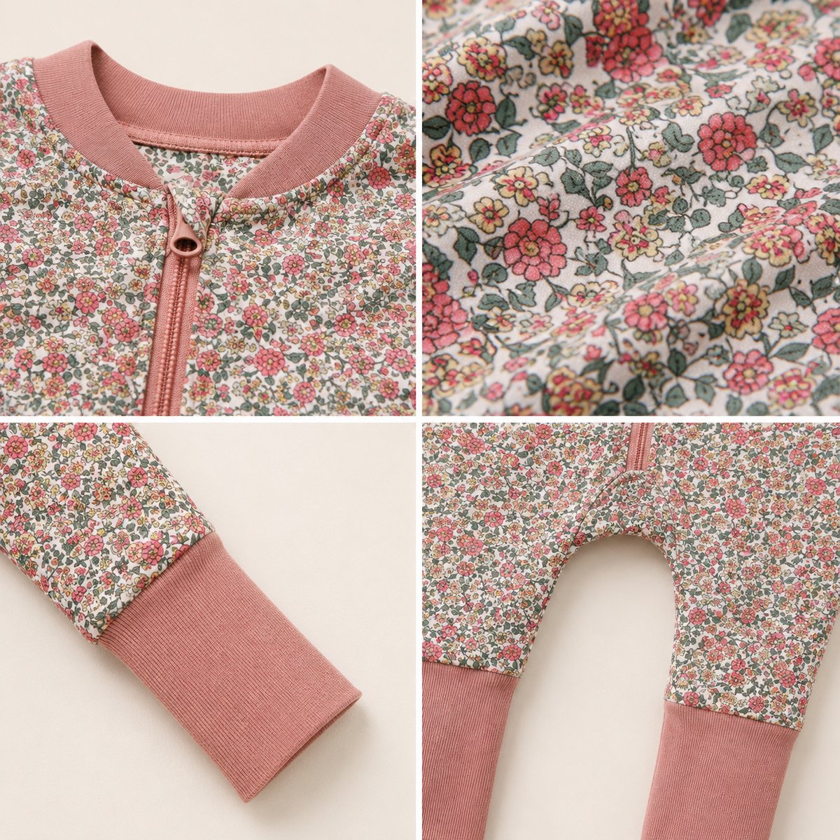 Baby Slaapzak met Benen – Pyjama Slaapoverall TOG 1.0 – Licht Gewatteerd – Mille Fleurs- Voor Slapen, Kruipen & Spelen – Met Voetjes voor kinderen tot 2 jaar