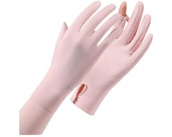Handschoenen met UFP50+ zonbescherming, lichtgewicht ontwerp, Geschikt voor autorijden, woon-werkverkeer, tuinieren, enz., roze, zonwerende handschoenen met manchet aan de handpalm, roze.