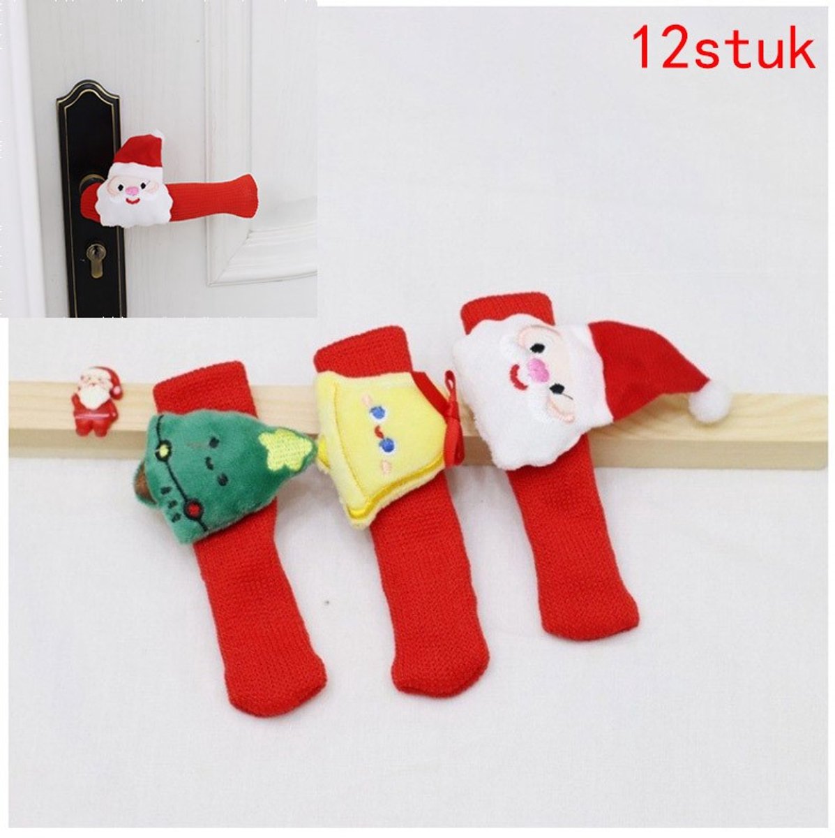 Kerst beschermhoezen 12 stuks - Deurklink hoes - deurklink beschermer - deurklink beschermers - kerstdecoratie voor binnen - kerst decoratie tuin - kerst decoratie kamer - kerst decoratie klein - kerstversiering