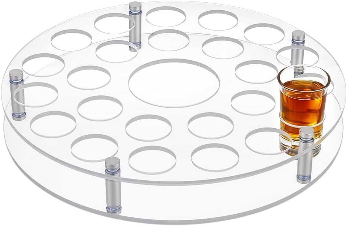 Acryl Shotglashouder Tray voor 25 Glazen, Ideaal voor Feesten en Evenementen