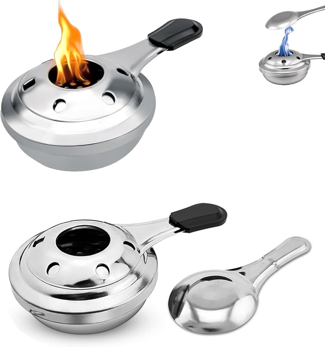 Alcoholbranders voor Fondue - 2 Stuks RVS Fonduebranders voor Buiten, Kamperen en Picknicken - Ideaal voor Gezellige Avonden en Buitenactiviteiten