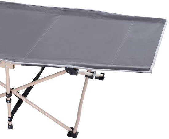 Outsunny-Campingbett-Stahl, Oxfordstoff-190L x 68B x 52H cm-Grau van Outsunny — afbeelding 3