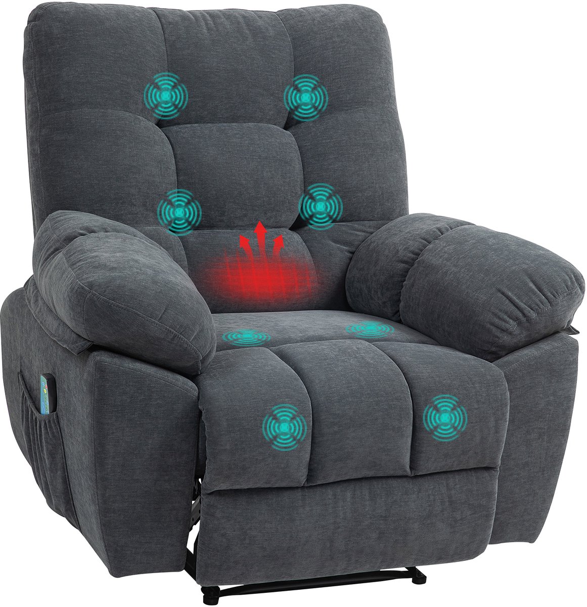 Homcom massagestoel met verwarming en timer - Relaxfauteuil - Massagefauteuil - Donkergrijs Dunkelgrau