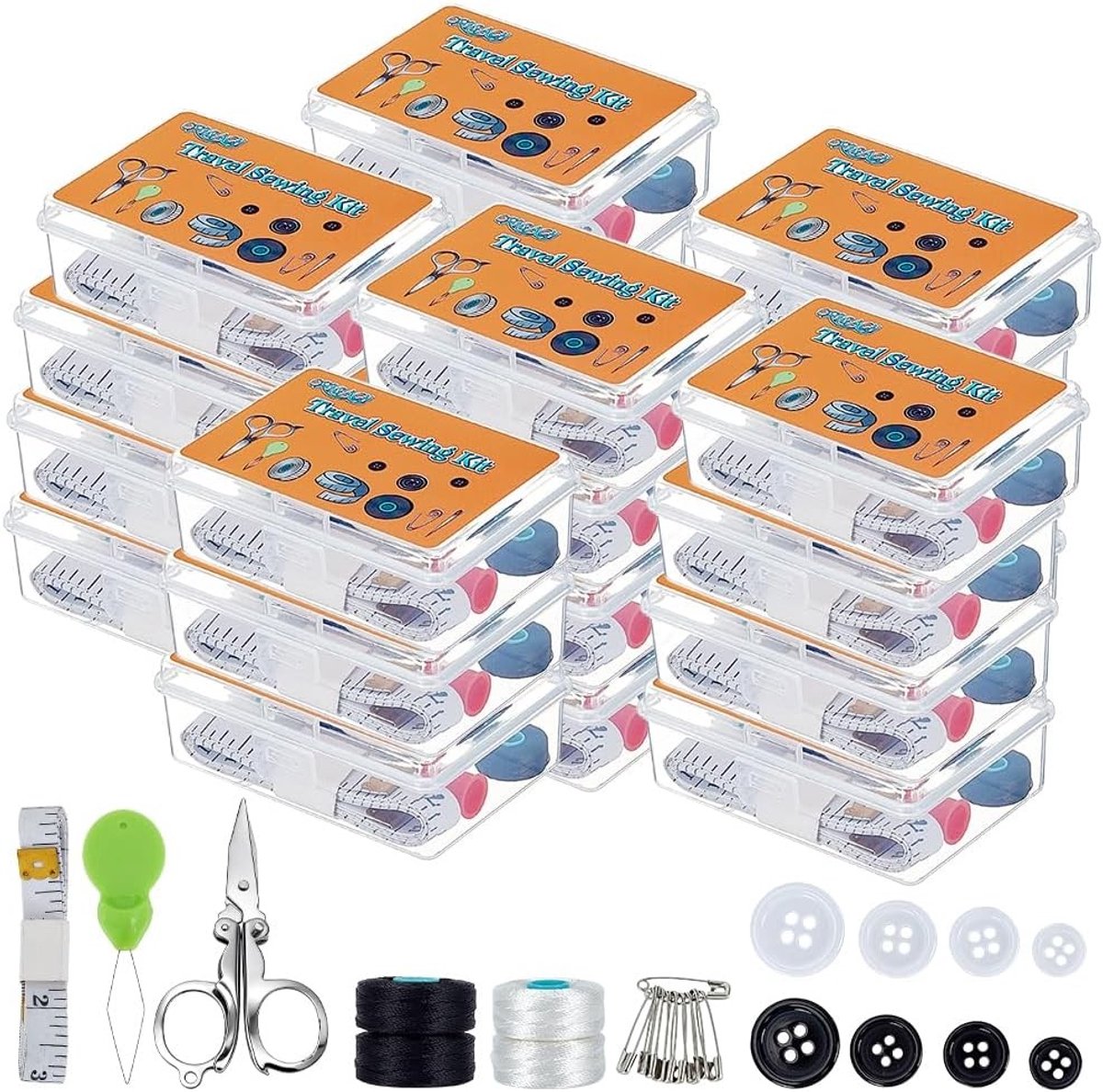 24 Pack Mini Travel Naaikit - Snelle Oplossingen voor Beginners, Noodhulp en Reisgemak - Perfect voor Thuis en als Cadeau