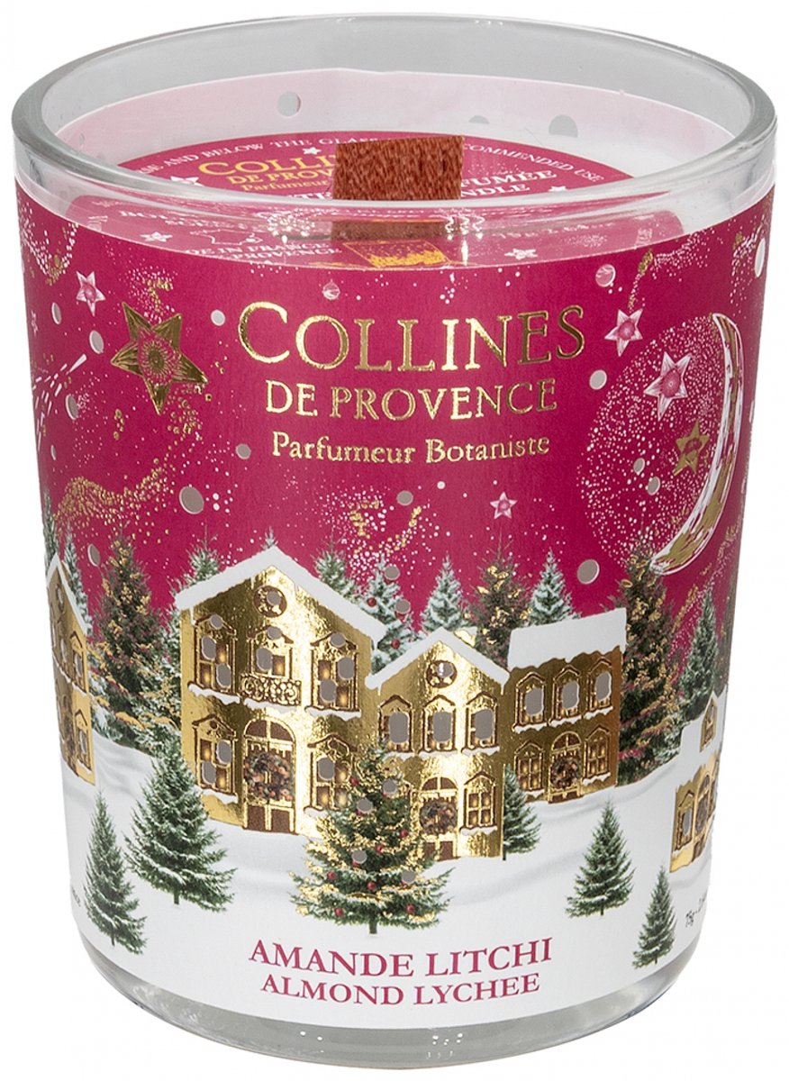 Collines de Provence Kerstkaars 75 g (Geur : Amandel Lychee)