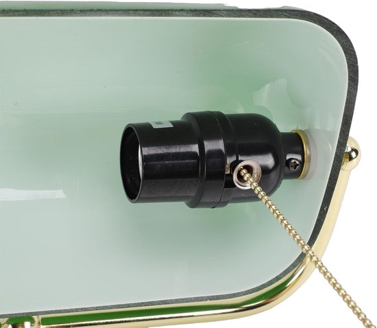 Vintage Groen Glazen Bankiers Bureaulamp (EU-stekker 220V) — afbeelding 3