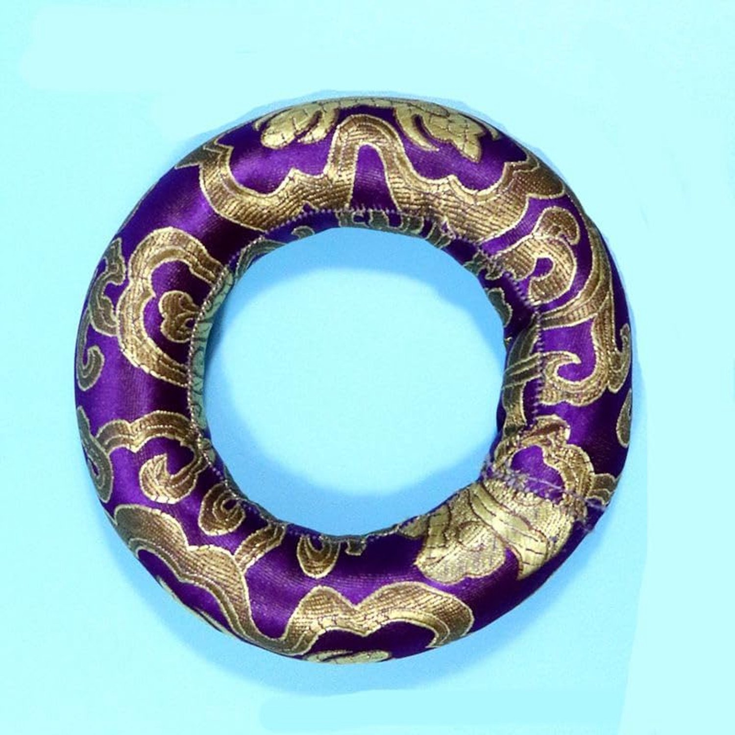 Klankschaalkussen, ronde holle ring, satijnen brokaat (paars 20 cm (voor 20