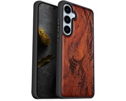 Carveit natuurlijk houten telefoonhoesje voor Samsung S24 FE (uniek design) bumper case (pruimenkleur - de grote golf van Kanagawa)