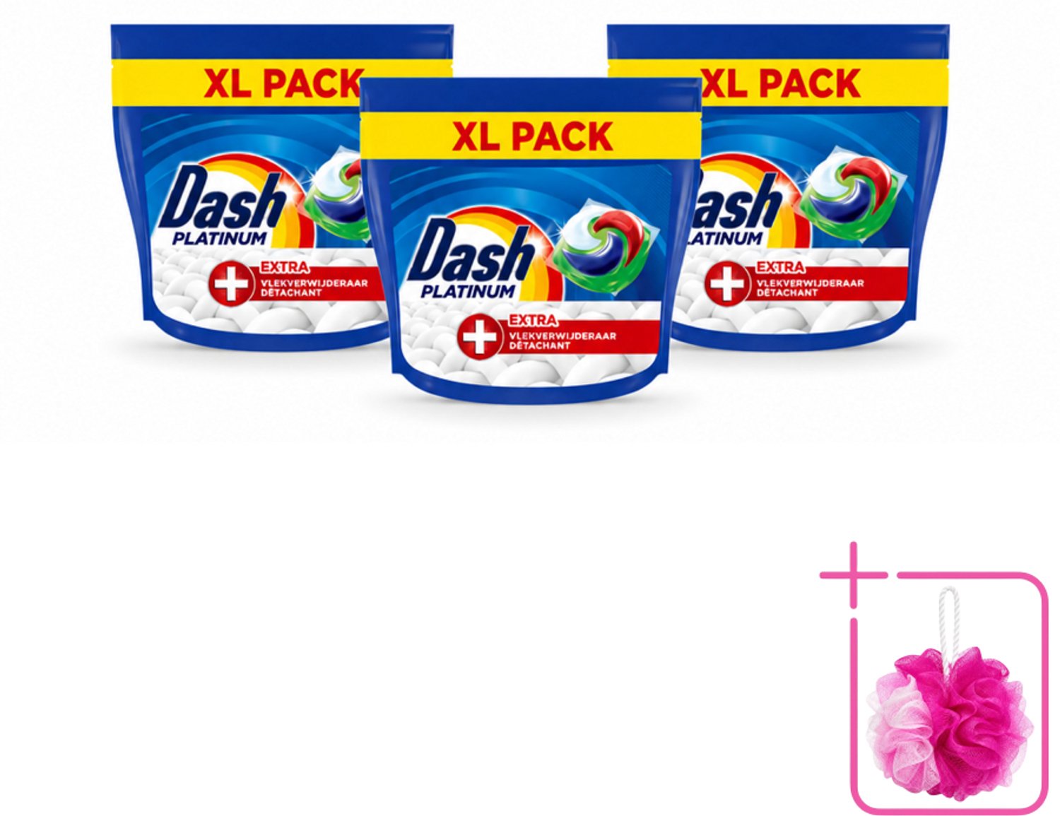 3 x Dash – Wasmiddelcapsules – 4in1 Pods + Extra Vlekkenverwijderaar – 35 capsules - Bulkverpakking - Wasmiddel - Douchemop - Vlekverwijdering