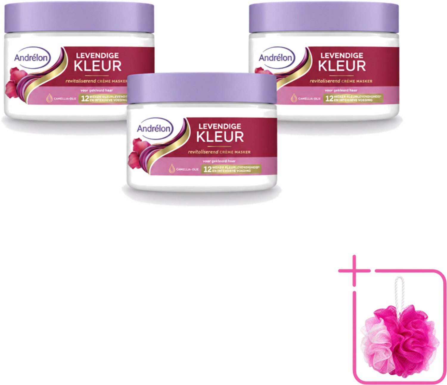 3 x Andrélon – Crème Haarmasker – Levendige Kleur – 300 ml - Bulkverpakking - Gekleurd haar verzorging - Douchemop - Kleur behoud