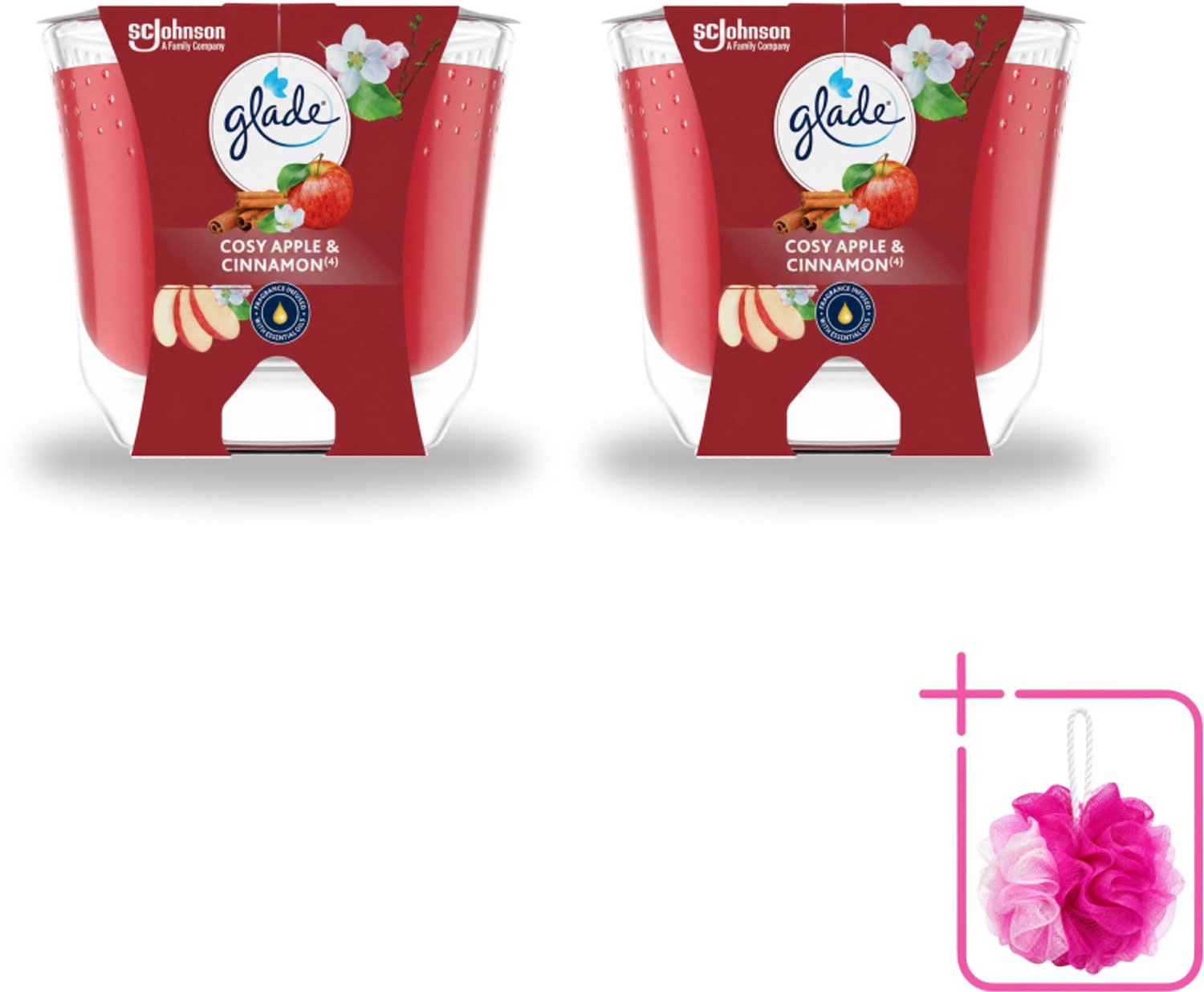 2 x Glade - Geurkaars Appel Kaneel - 100% Raapzaadwas - 204 g - Bulkverpakking - Geurkaars - Douchemop - Warme geur