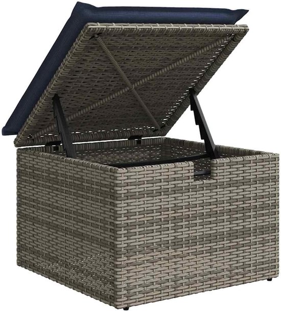 Poly rattan waterdicht opbergvak loungestoel grijs — afbeelding 4