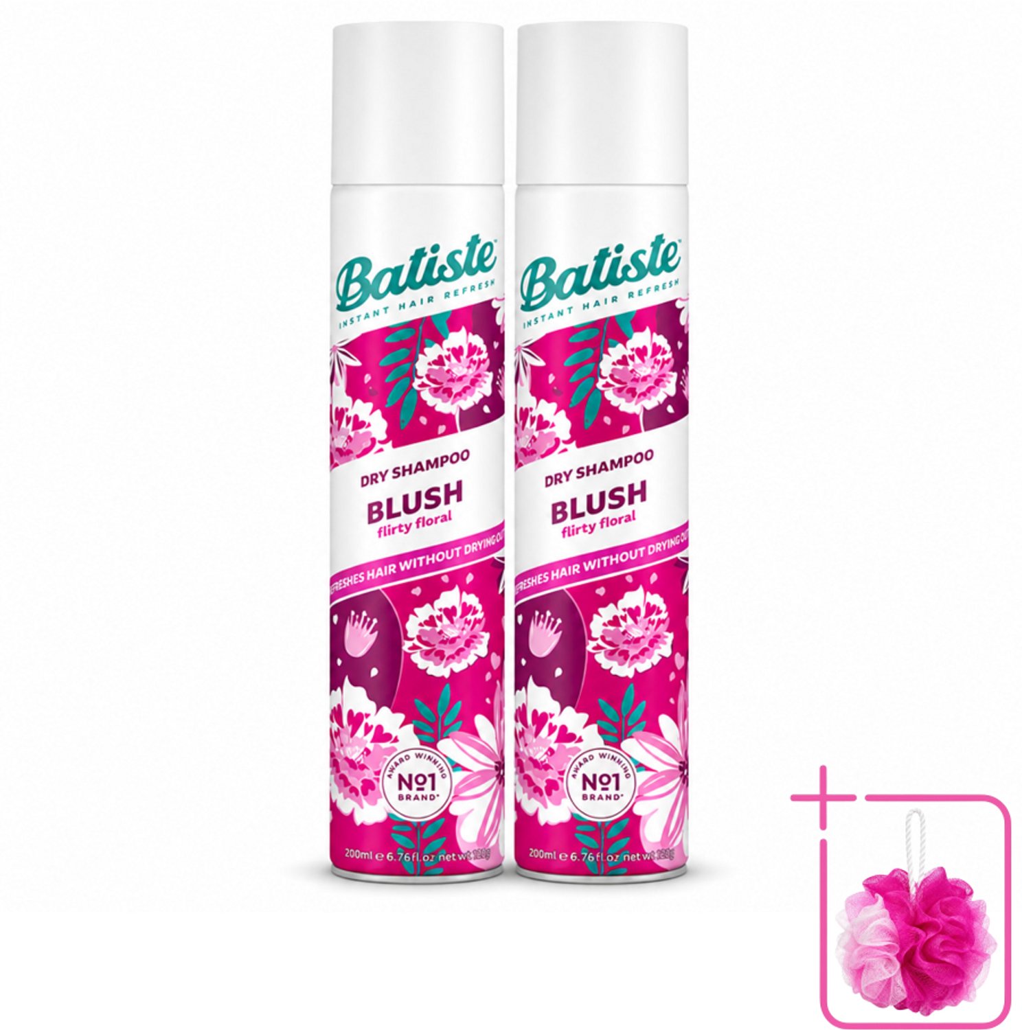 2 x Batiste - Blush - Droogshampoo - Bloemige Geur - Frist Op en Geeft Textuur - 200ml - Bulkverpakking - Droogshampoo - Douchemop - Haar opfrissen