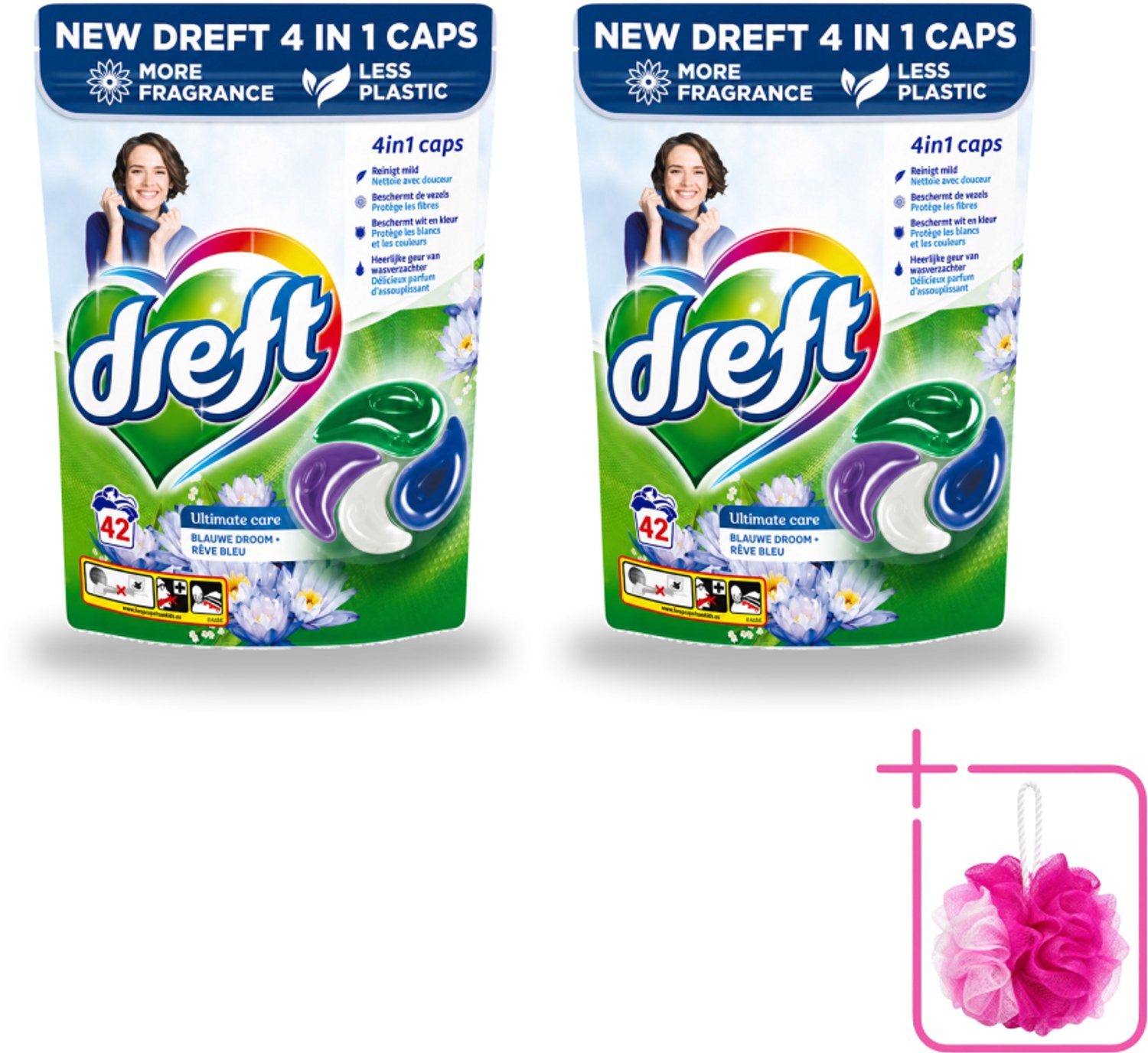 2 x Dreft - Wasmiddelcapsules - 4-in-1 Blue Dream - Krachtige waskracht - 42 Wasbeurten - Bulkverpakking - Wasmiddel - Douchemop - Wasmachine
