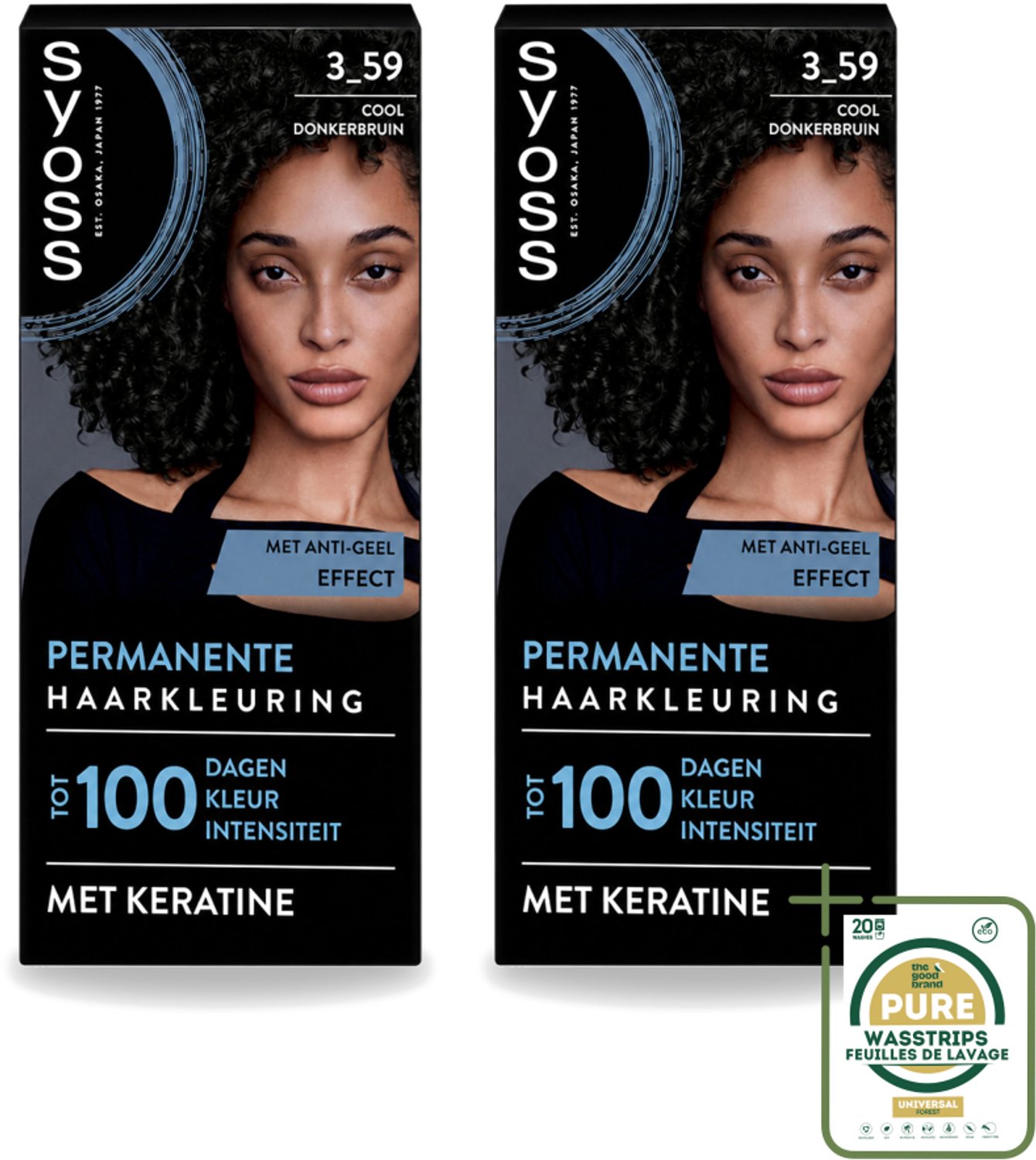 2 x SYOSS - Coloration 3-59 Cool Donkerbruin - Haarverf - Grijsdekking - Vermindert Haarbreuk - Wasstrips - Haarverf - Grijsdekking - Donkerbruin - Haarverzorging - Keratine