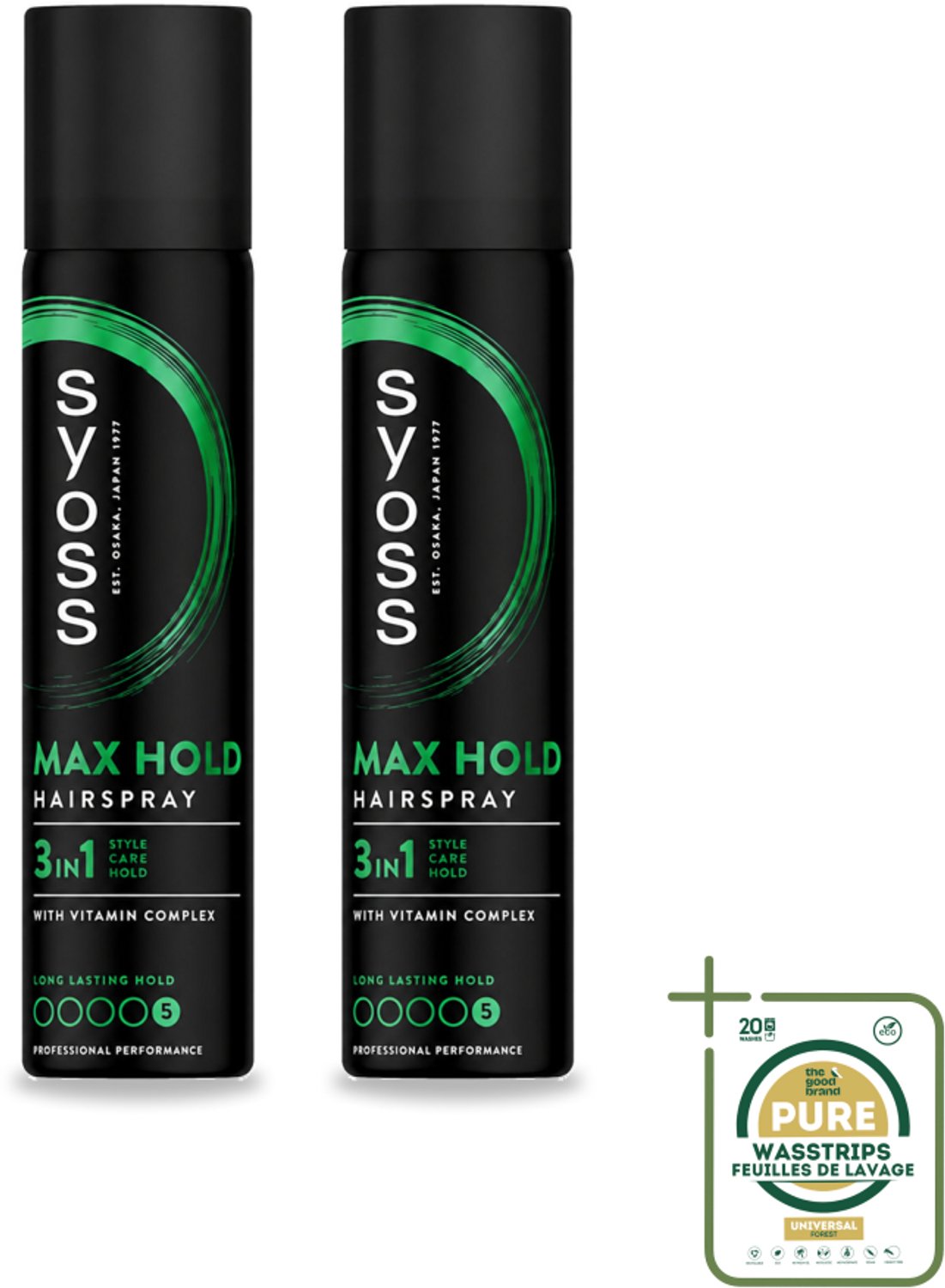 2 x Syoss - Max Hold - Haarspray - Compacte Fixatie - 75 ml - Wasstrips - Haarspray - Haarspray Compact - Haarspray Met Sterk Hold - Haarspray Voor Onderweg - Haarspray 75 Ml