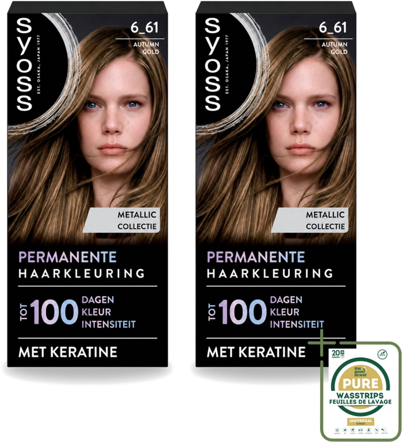 2 x SYOSS - Coloration 6-61 Autumn Gold- Haarverf - Grijsdekking - Vermindert Haarbreuk - Wasstrips - Haarverf - Permanente Haarkleuring - Grijsdekking - Keratine - Haarkleur