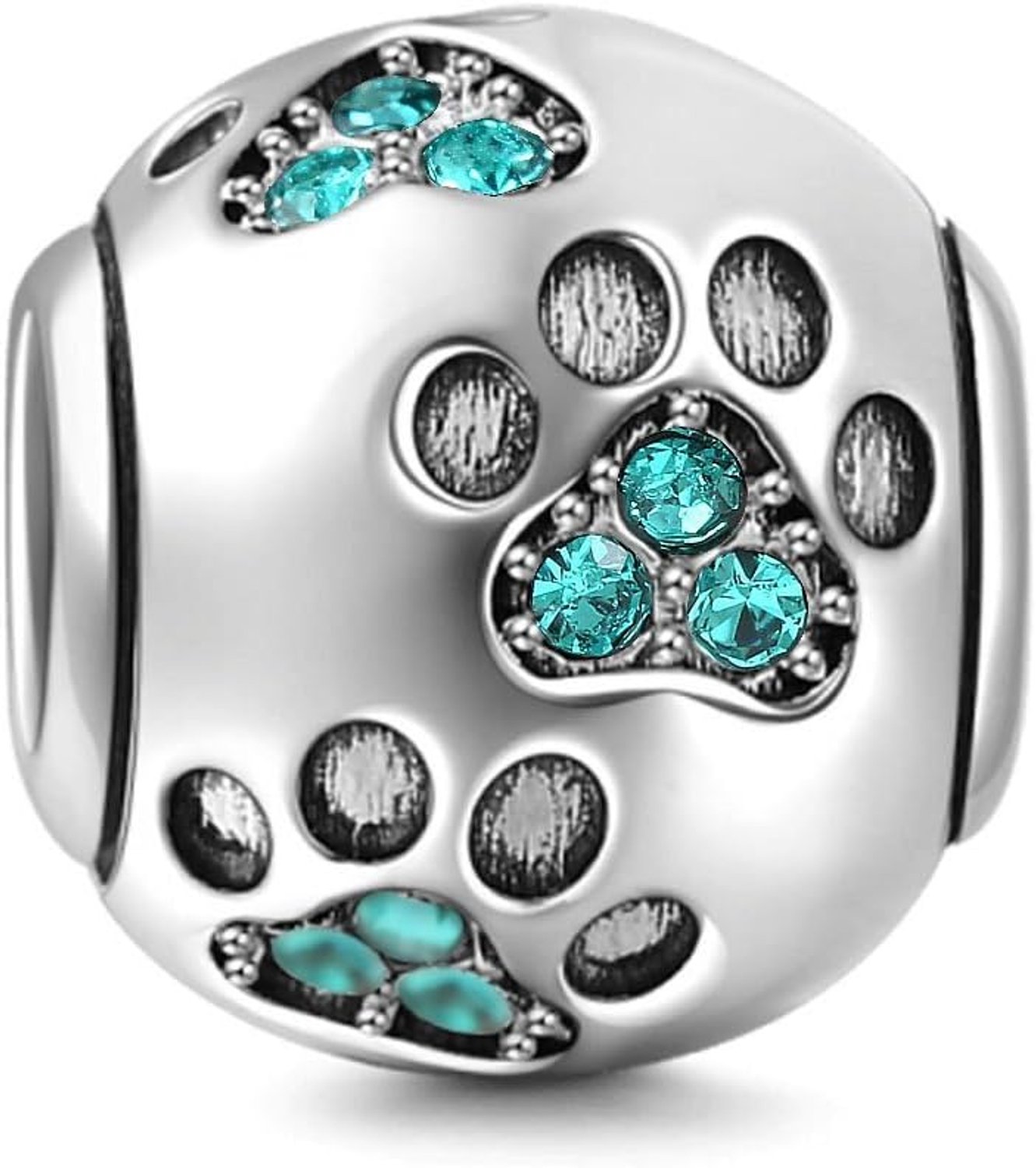 Hondenpootjeshanger, van 925 sterling zilver, dierenhanger, verjaardagshanger, voor Pandora-bedelarmbanden groen