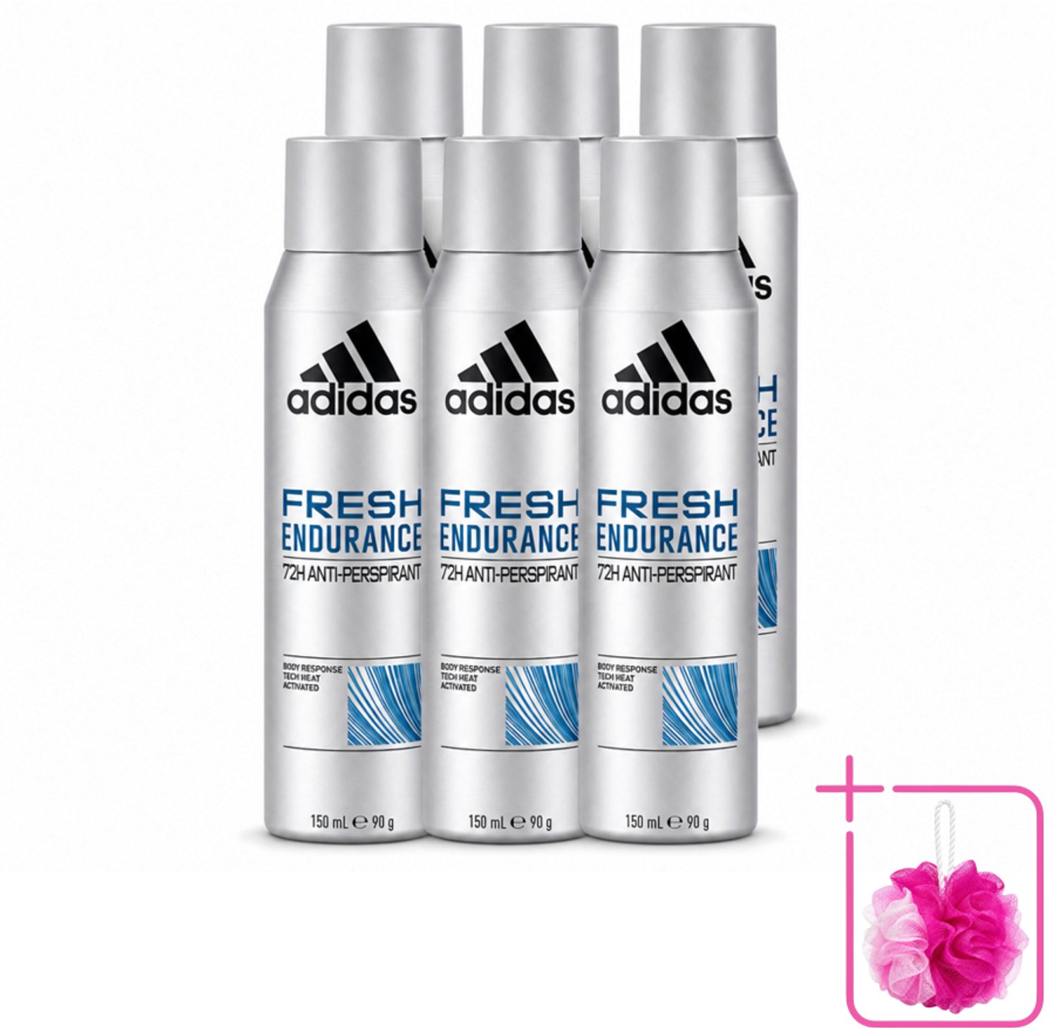 6 x Adidas – Deodorant Spray – Fresh Endurance – 150 ml - Bulkverpakking - 72 uur bescherming - Zweetbehandeling