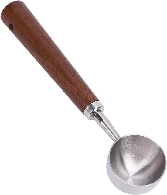 Vintage Koffiemaatlepel, 304 Roestvrijstalen Koffieschep met Walnoot Handvat, 10 G Capaciteit voor Koffie Thee Bakingrediënten (formaat zilver) — afbeelding 3
