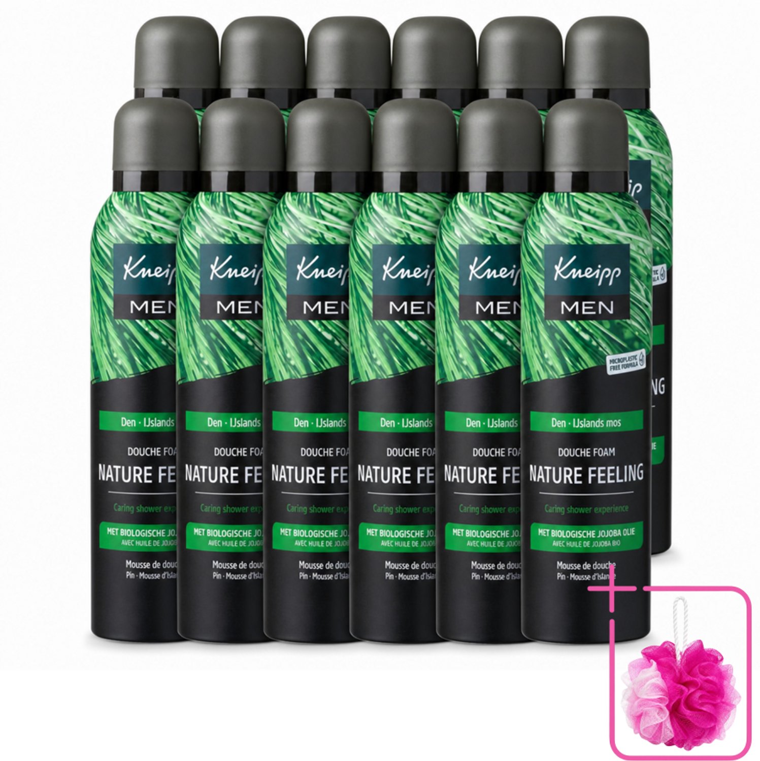 12 x Kneipp – Men Nature Feeling – Douche Foam – Frisse Dennengeur – 200 ml - Bulkverpakking - Douche foam - Douchemop - Natuurlijke douche