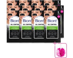 12 x Bioré – Houtskool Neusstrips – Diepreinigend – 6 strips - Bulkverpakking - Neusstrips - Douchemop - Houtskool neusstrips