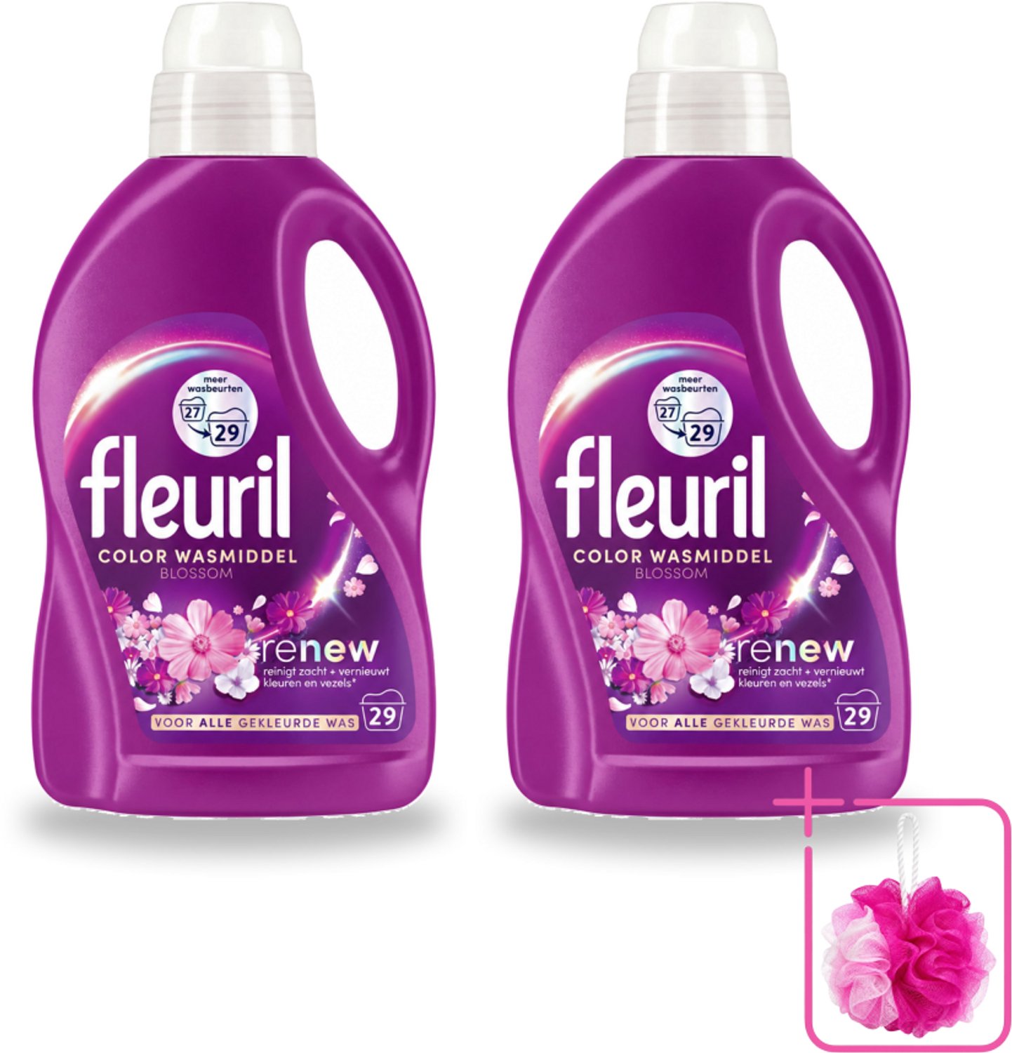 2 x Fleuril – Wasmiddel - Color Blossom – 29 wasbeurten – 1,305 L - Bulkverpakking - Kleurbehoud - Douchemop - Wasmiddel voor gekleurde kleding