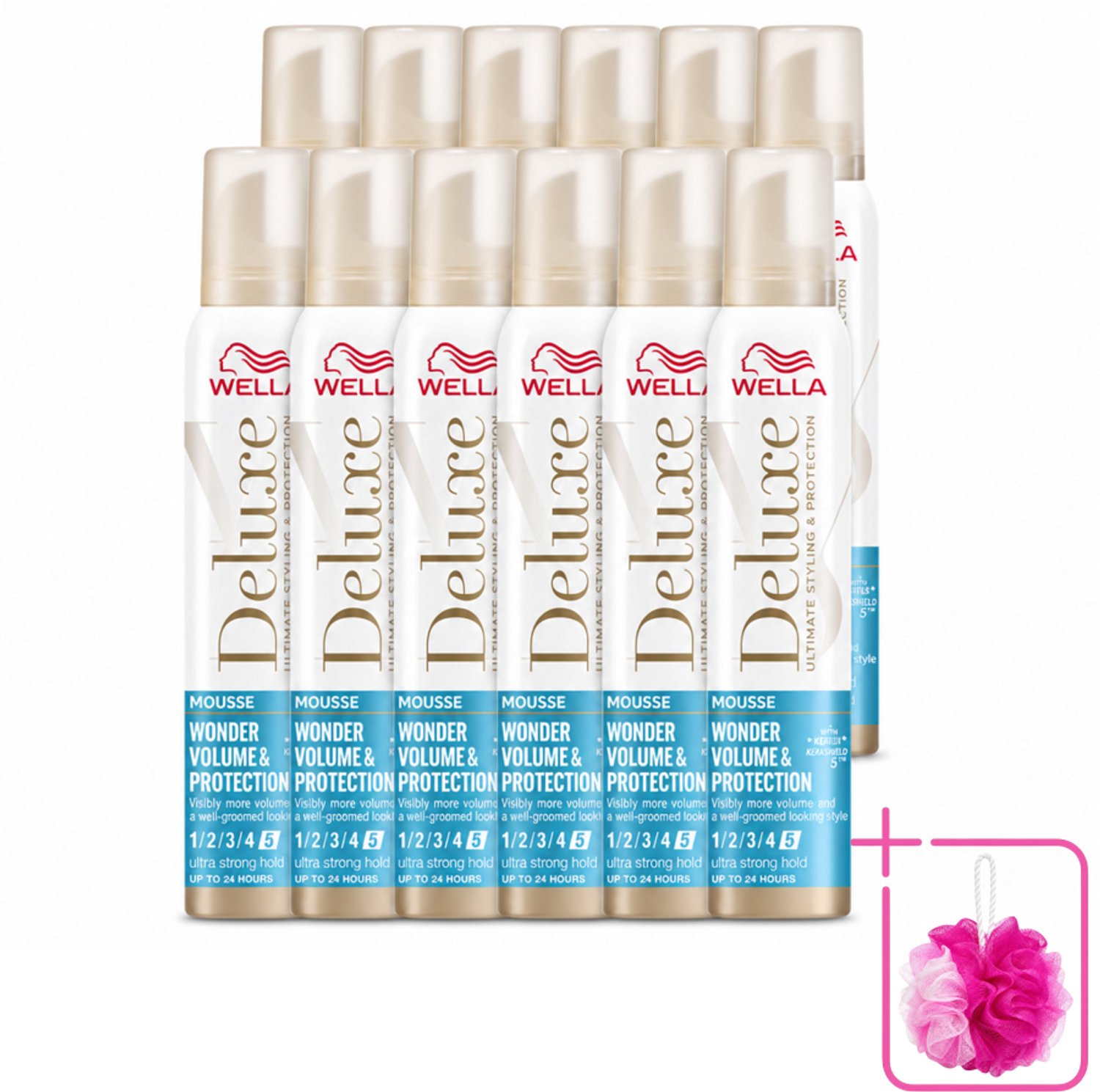 12 x Wella – Deluxe Volume & Protection – Haarmousse – 200 ml - Bulkverpakking - Haarmousse - Douchemop - Volume