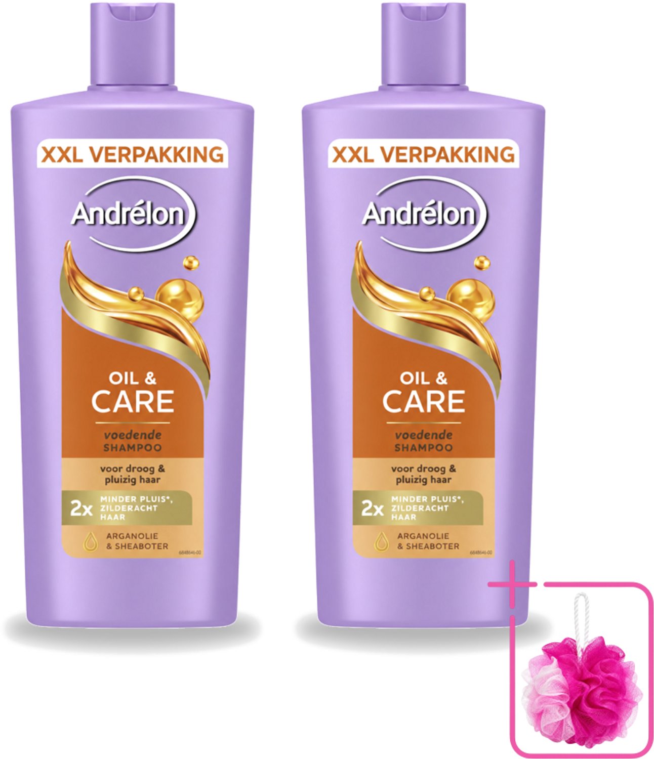 2 x Andrélon – Shampoo – Oil & Care – 685 ml - Bulkverpakking - Haar verzorging - Douchemop - Pluisvoorkomen