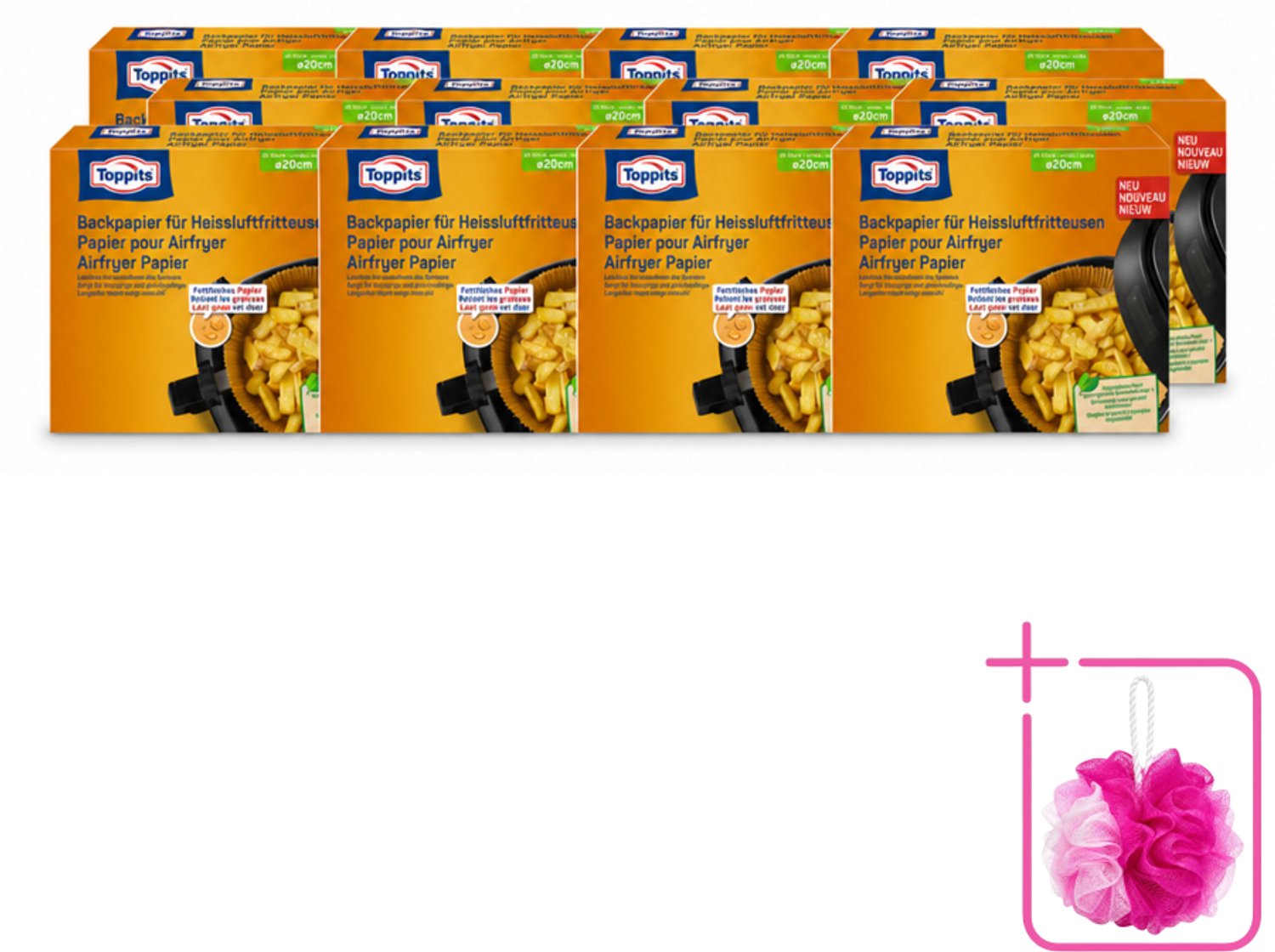 12 x Toppits – Airfryer Papier – 20 cm – 20 Zakjes - Bulkverpakking - Airfryer bakpapier - Douchemop - Bakpapier airfryer
