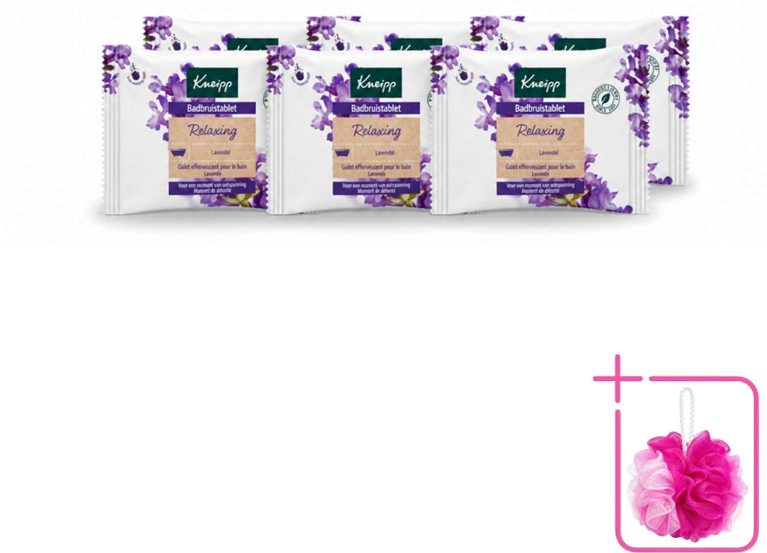 6 x Kneipp - Badbruistablet - Lavendel - Bulkverpakking - Badbruistablet lavendel - Douchemop - Ontspanning