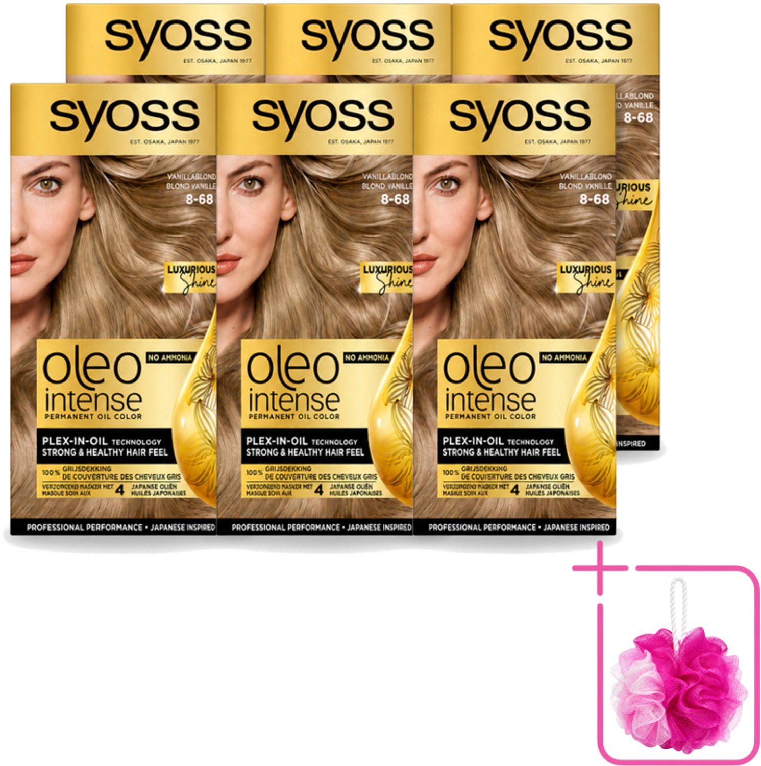 6 x SYOSS - Oleo Intense 8-68 Vanillablond - Haarverf - Zonder Ammoniak - Grijsdekking - Langdurige Kleur - Bulkverpakking - Haarverf - Douchemop - Haarkleur