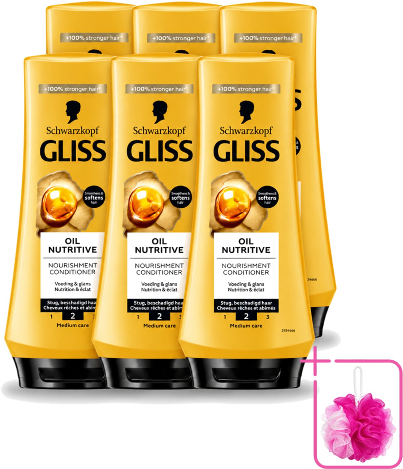 6 x Gliss - Hair Repair - Conditioner Oil Nutritive voor Intensieve Voeding - 200 ml - Bulkverpakking - Voeding haar - Douchemop - Droog haar