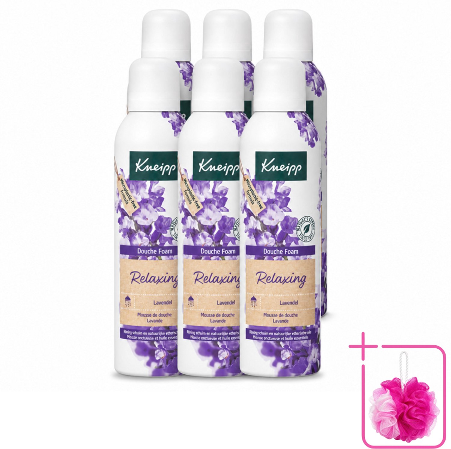 6 x Kneipp - Douche schuim - Relaxing - Lavendel - 200 ml - Bulkverpakking - Douche schuim - Douchemop - Ontspanning