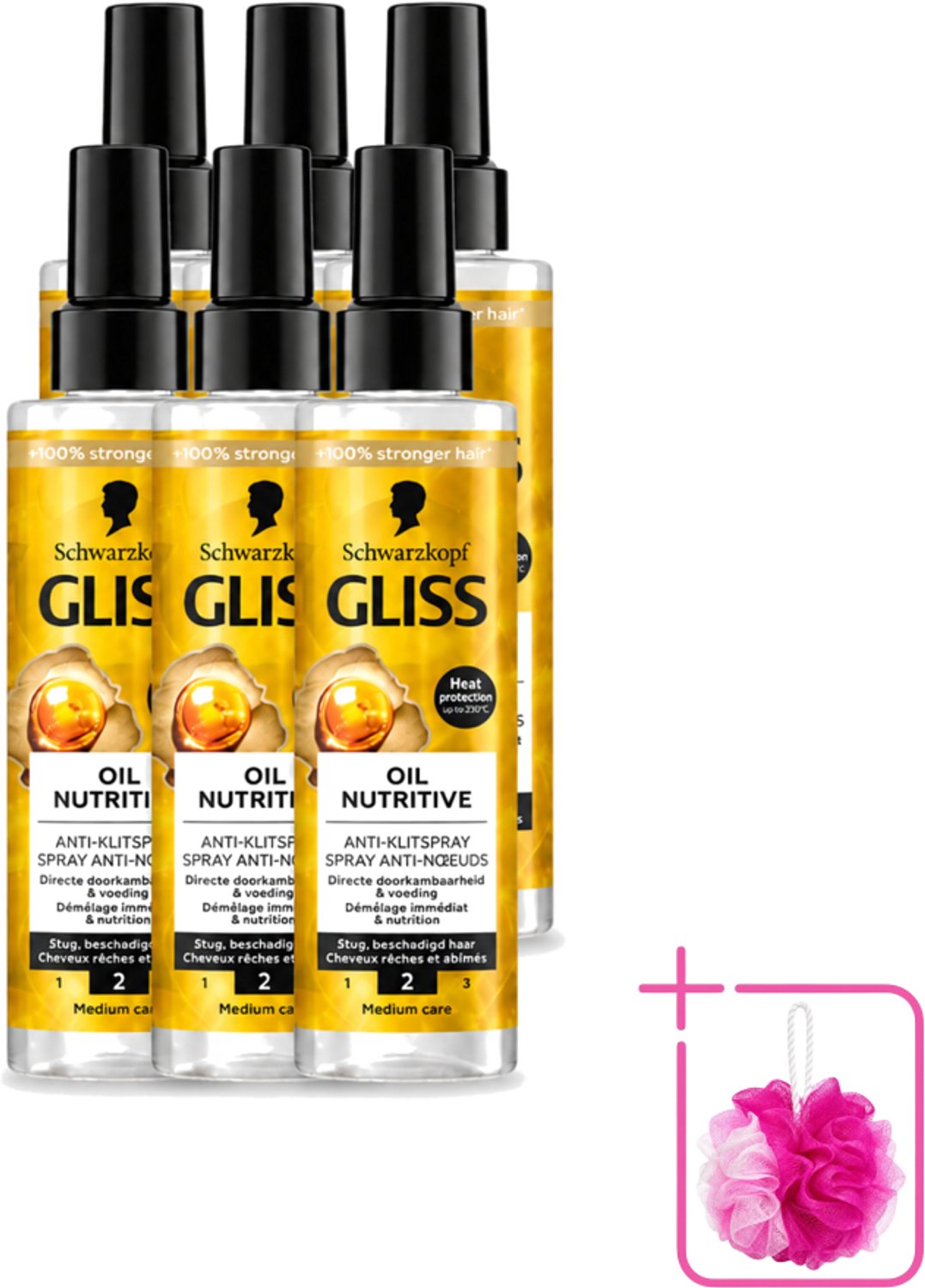 6 x Gliss - Hair Repair - Anti-Klitspray - Oil Nutritive - Makkelijk Doorkambaar Haar - 200 ml - Bulkverpakking - Anti-klit - Douchemop - Klitspray