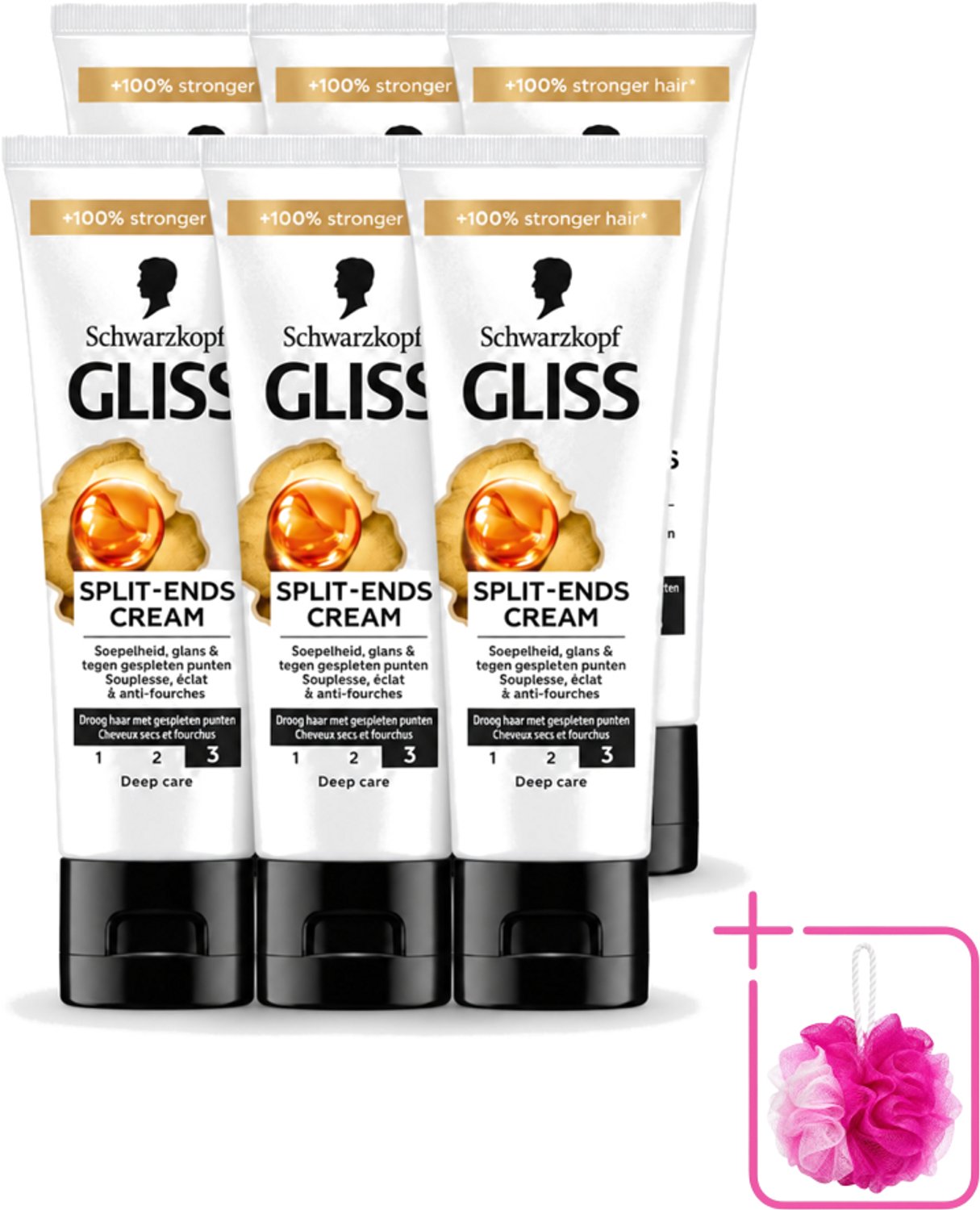 6 x Gliss - Split-Ends Cream - Tegen Gespleten Haarpunten - 50 ml - Bulkverpakking - Gespleten haarpunten - Douchemop - Haarverzorging